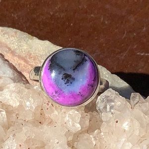 PURPLE DENDRITIC OPAL 925 STERLING SILVER RING, SIZE 8.5
